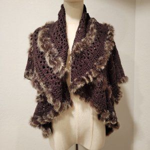 Sloni Women's Sweater w/Fur Trim, Longer in Back, L/XL. Excellent Cond!